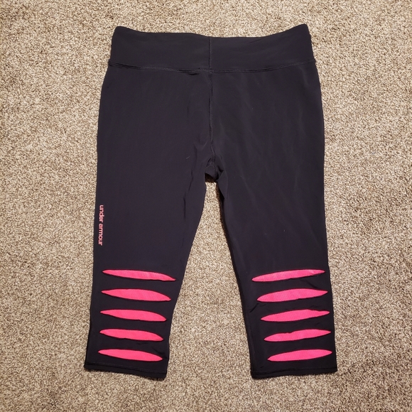Women's Under Armour black & neon leggings size large in great condition - Picture 2 of 3